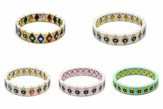 Evil eye geometric tile bracelets