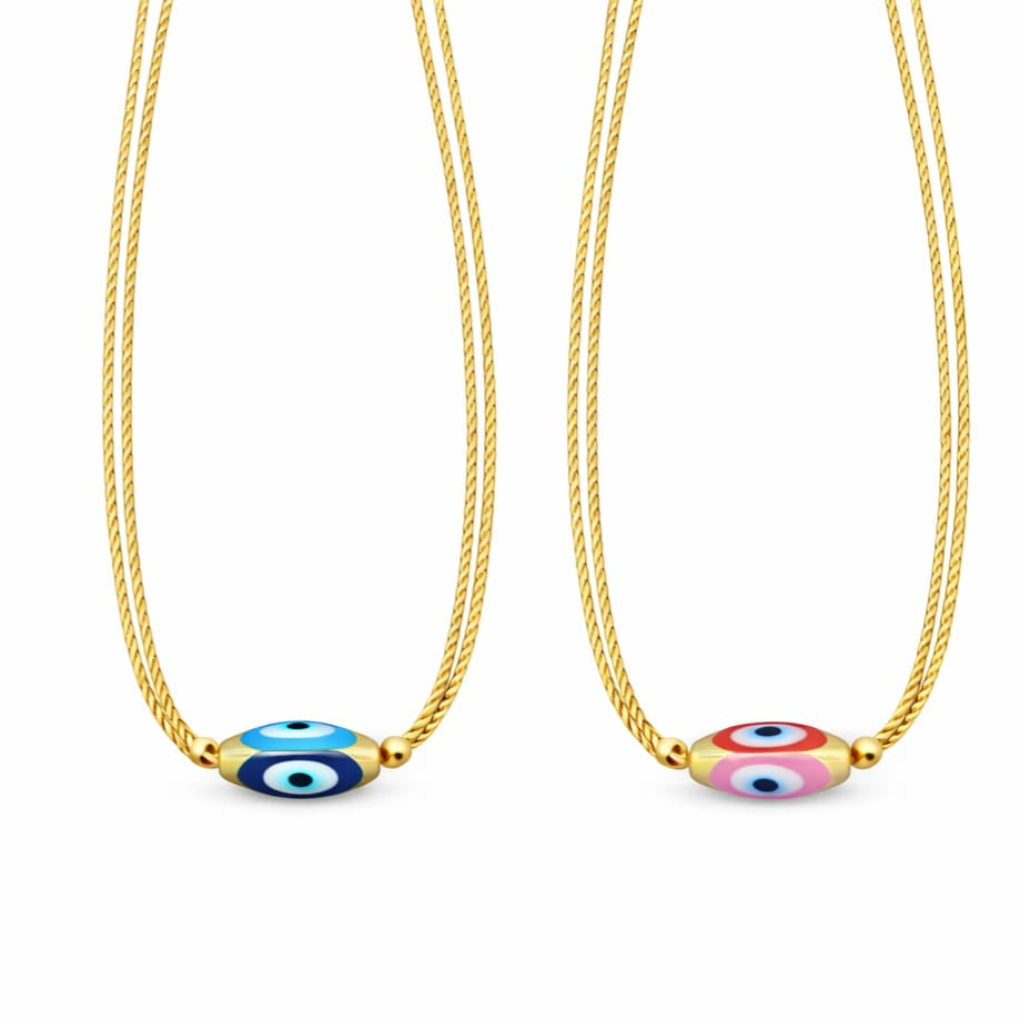Oval evil eye cord necklace