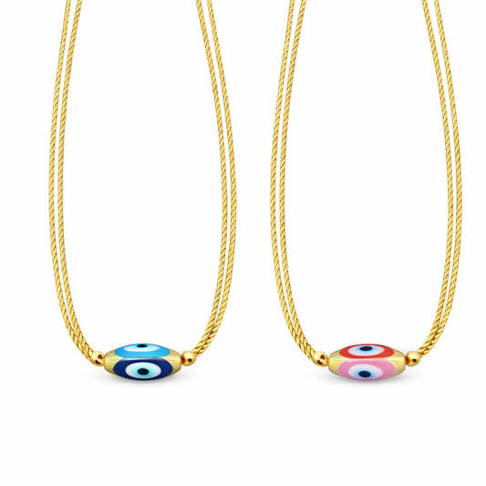 Oval evil eye cord necklace