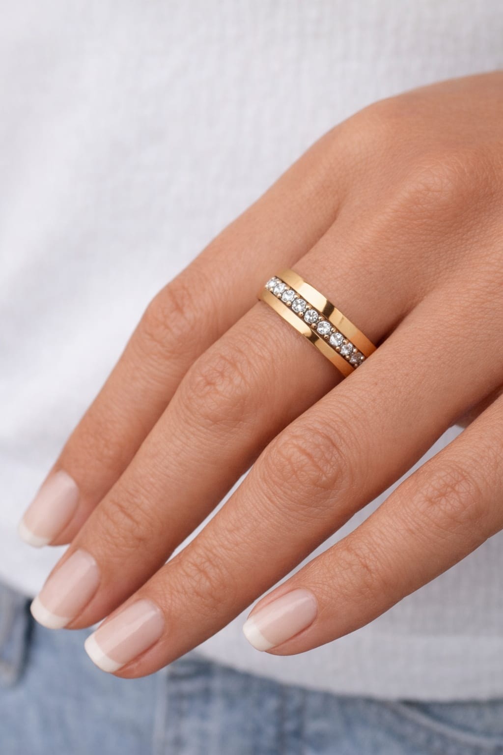 Gold band with stones