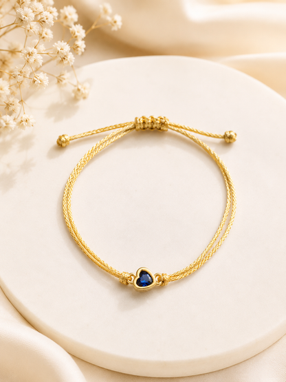 Small Crystal Heart Pendant Cord Bracelet