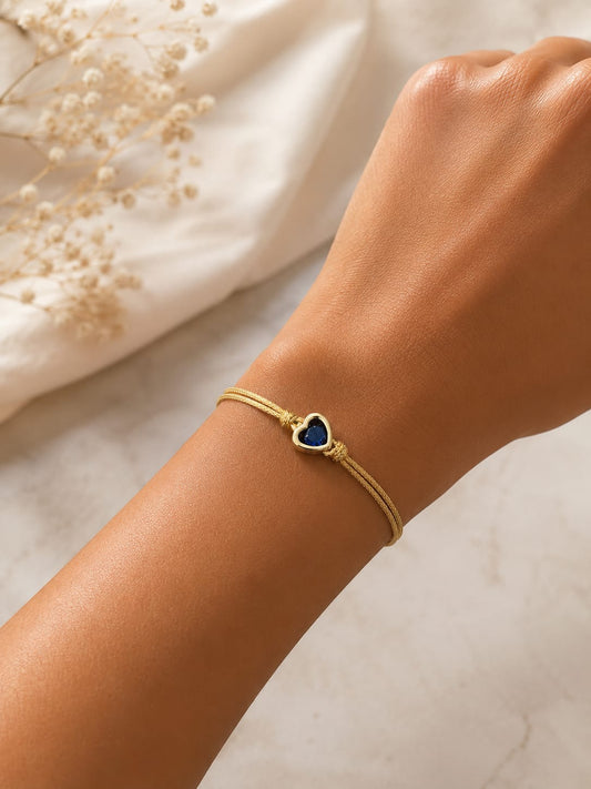 Small Crystal Heart Pendant Cord Bracelet