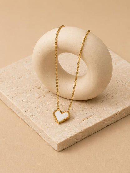 Mother of Pearl Gold Heart Necklace