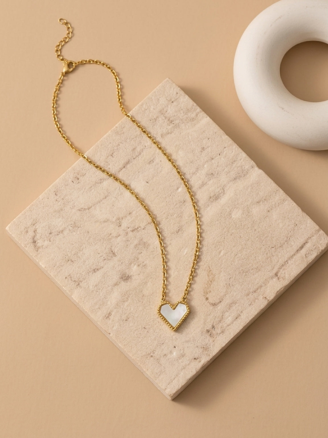 Mother of Pearl Gold Heart Necklace