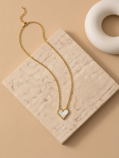 Mother of Pearl Gold Heart Necklace