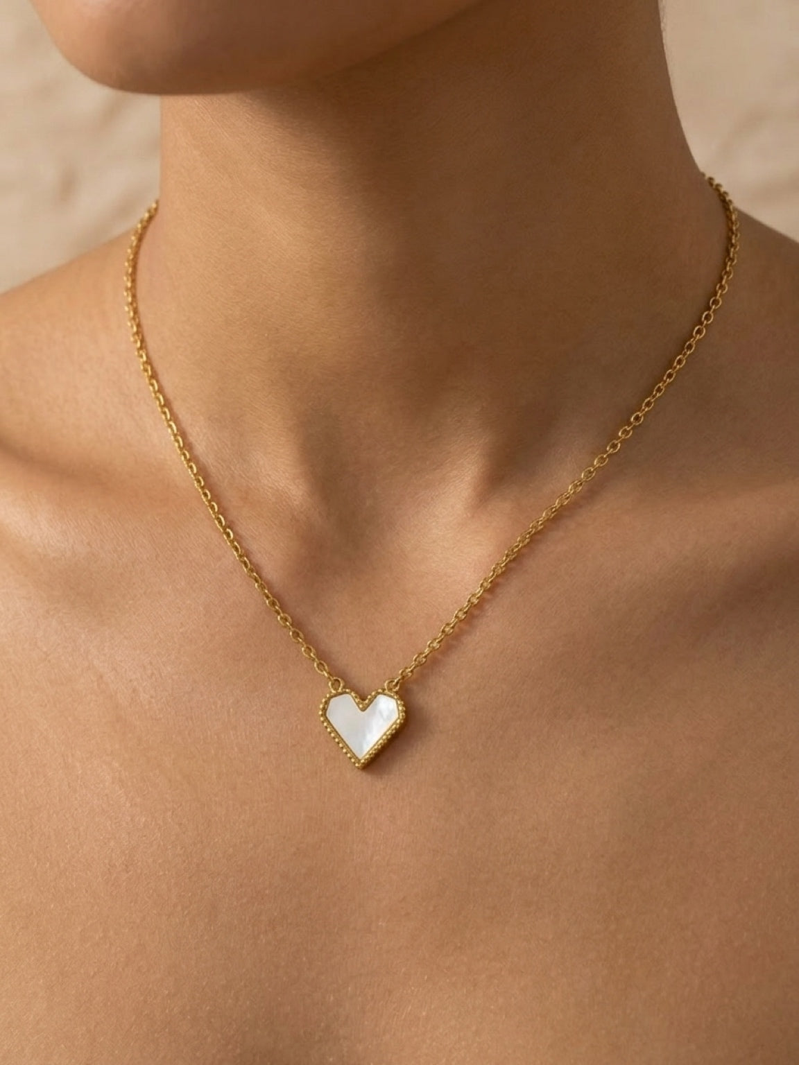 Mother of Pearl Gold Heart Necklace