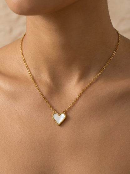 Mother of Pearl Gold Heart Necklace
