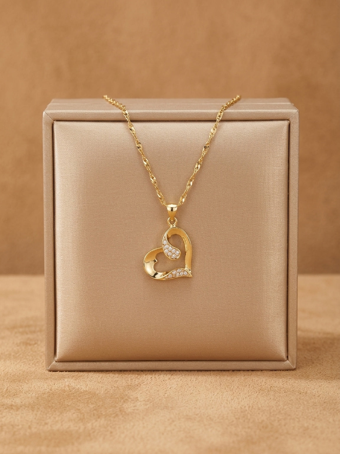 Gold Heart Swirl Necklace