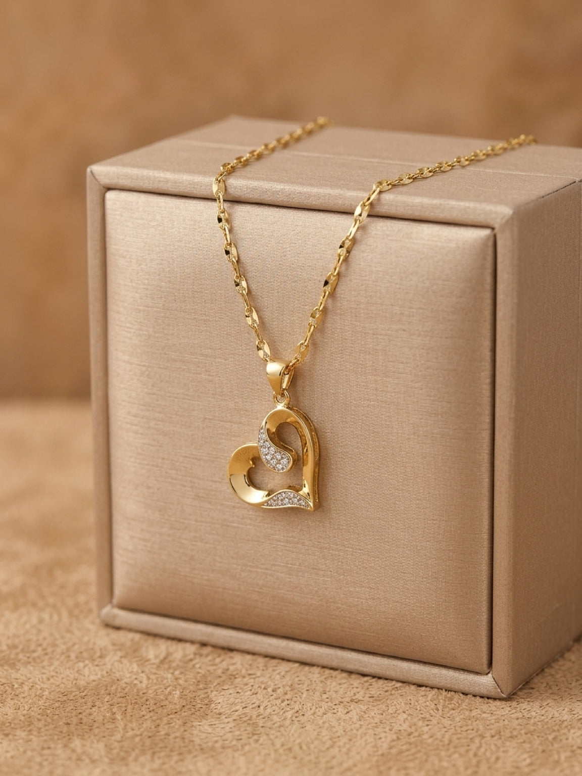 Gold Heart Swirl Necklace