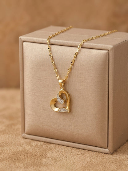 Gold Heart Swirl Necklace