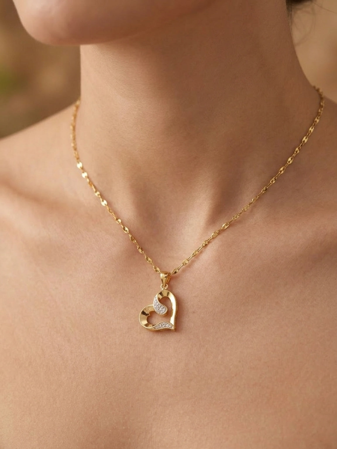 Gold Heart Swirl Necklace
