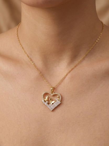 Gold Heart with Butterfly Detail Necklace