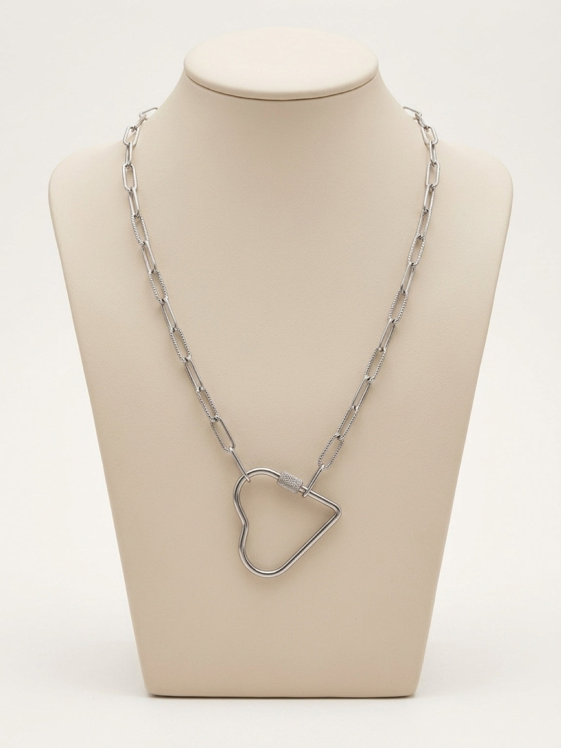 Gold Paperclip with Big Open Heart Necklace