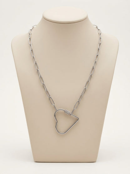 Gold Paperclip with Big Open Heart Necklace