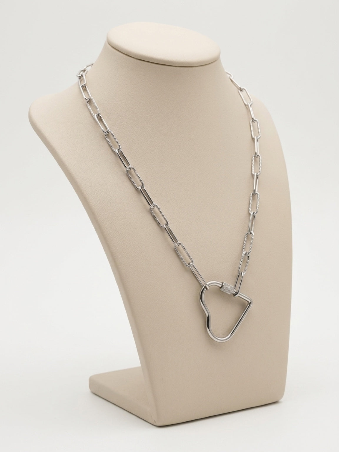 Gold Paperclip with Big Open Heart Necklace