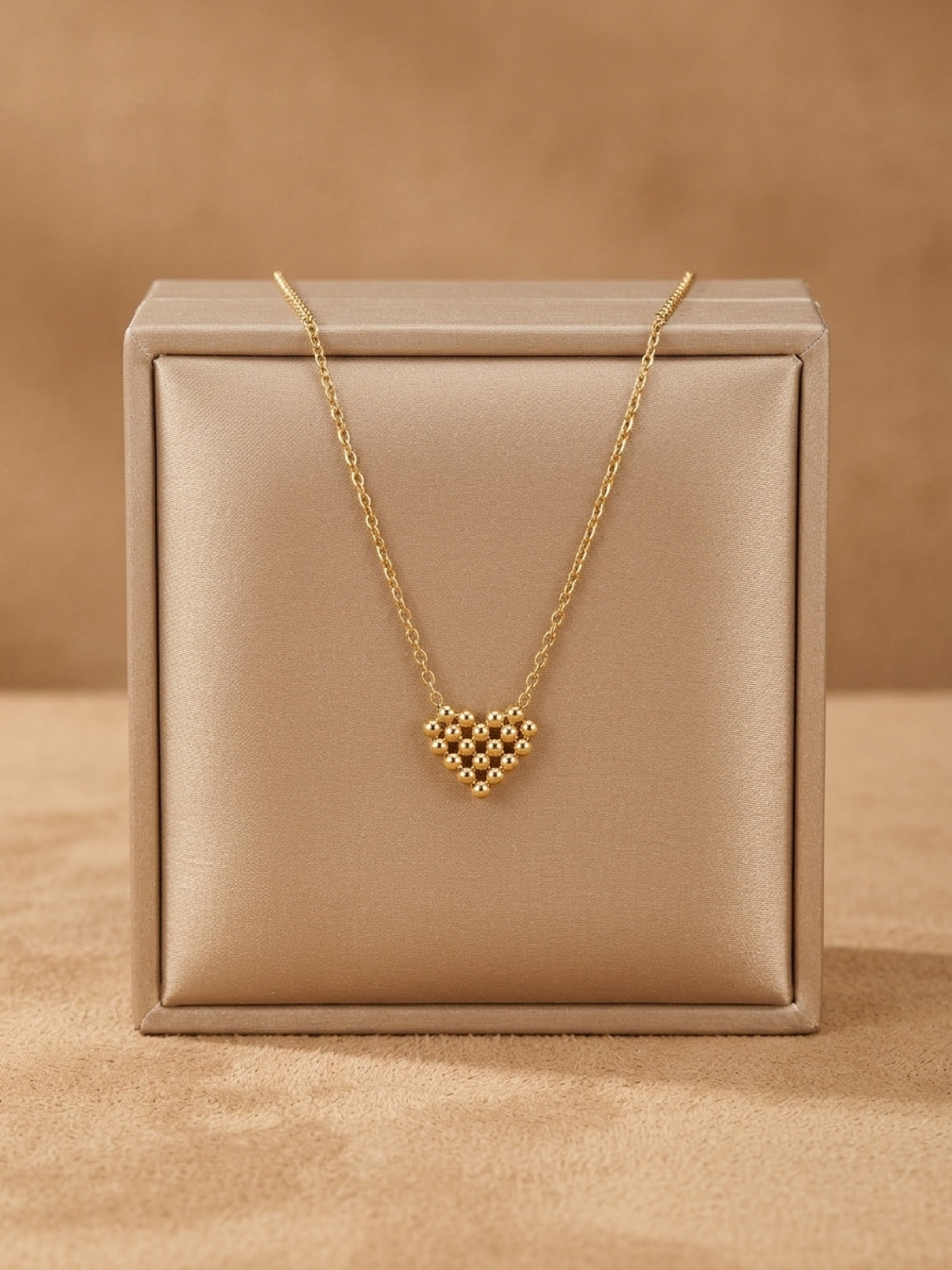 Gold Beaded Heart Necklace