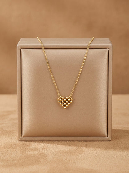Gold Beaded Heart Necklace