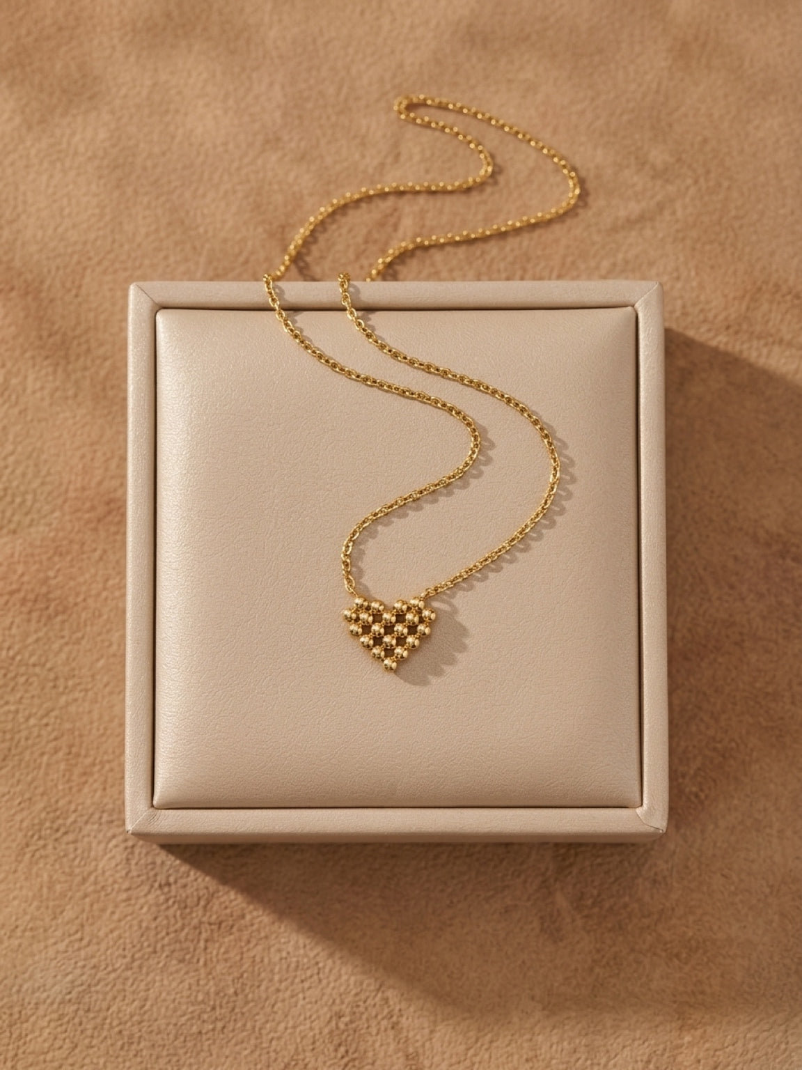 Gold Beaded Heart Necklace