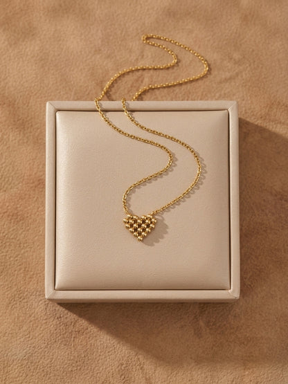 Gold Beaded Heart Necklace