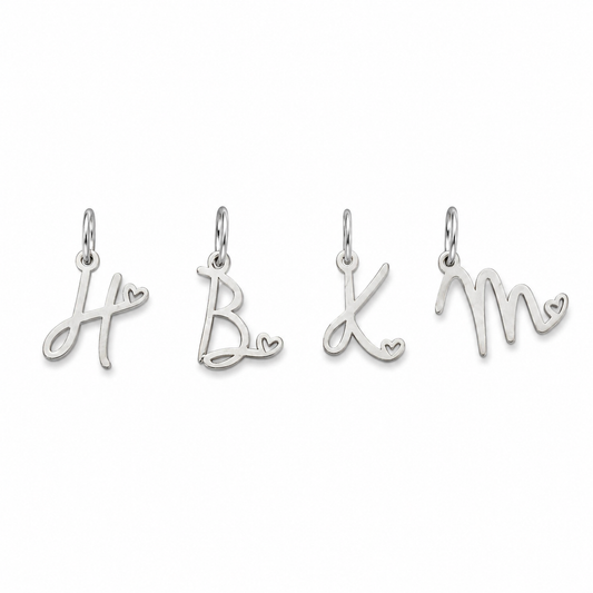 Silver Cursive Initial Charms