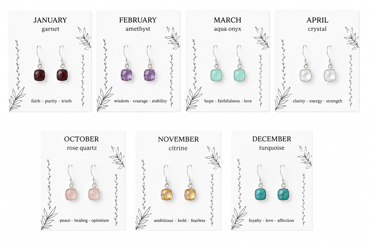 Sterling Silver Birthstone Earrings