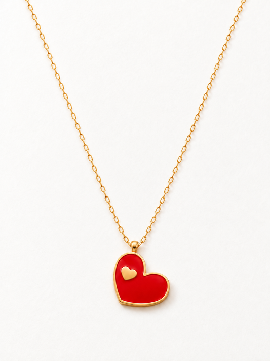 Sideways Heart with Baby Gold Heart Necklace