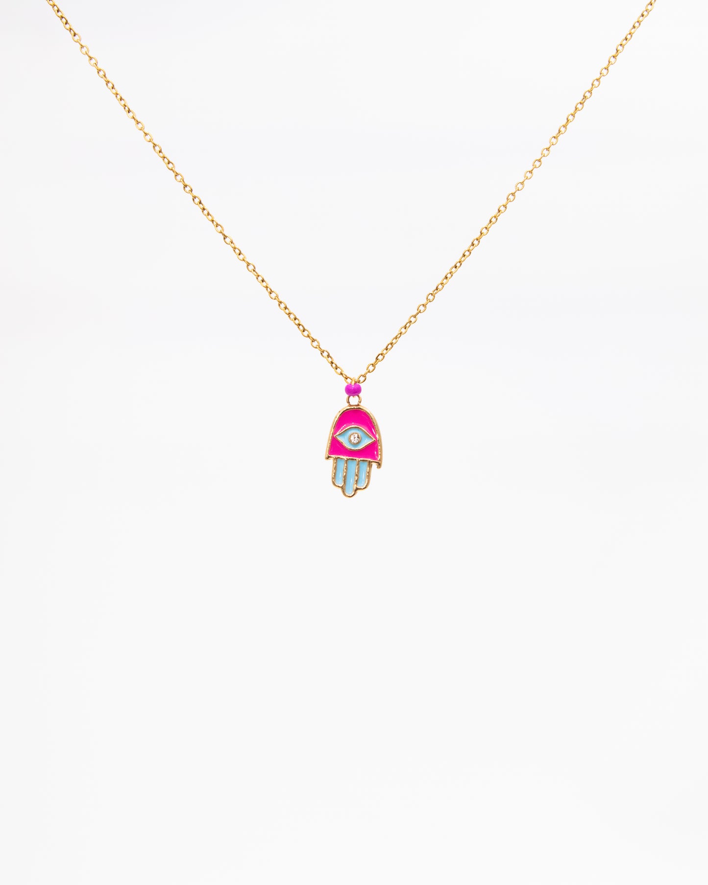 Enamel Chamsa Pendant Necklace