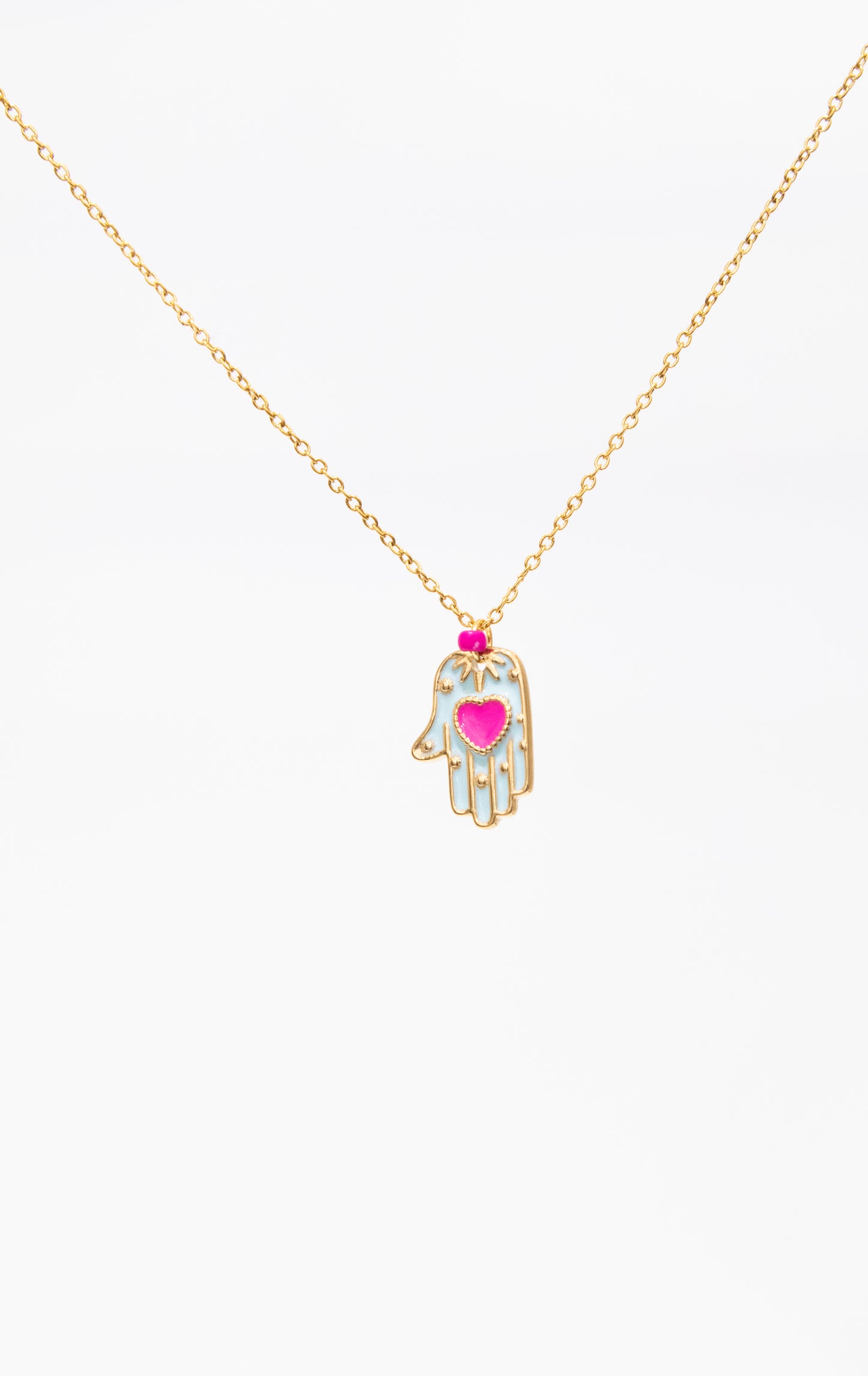 Enamel Chamsa Pendant Necklace