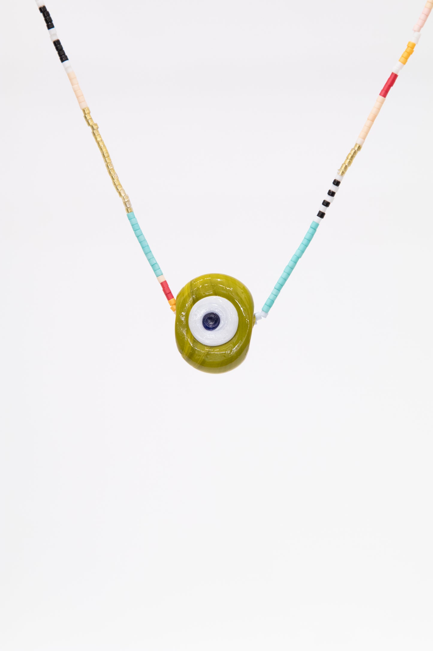 Beaded Necklace with Evil Eye