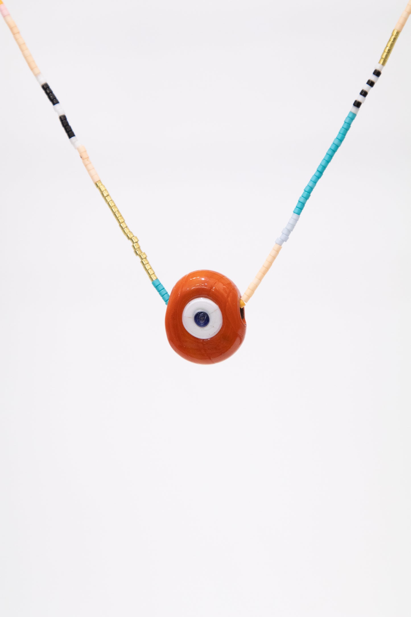 Beaded Necklace with Evil Eye