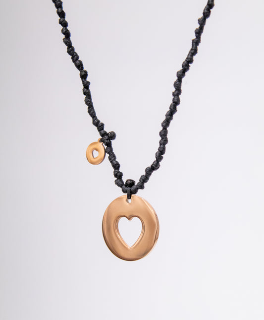 Cut Out Heart And Baby Heart On Cord Necklace