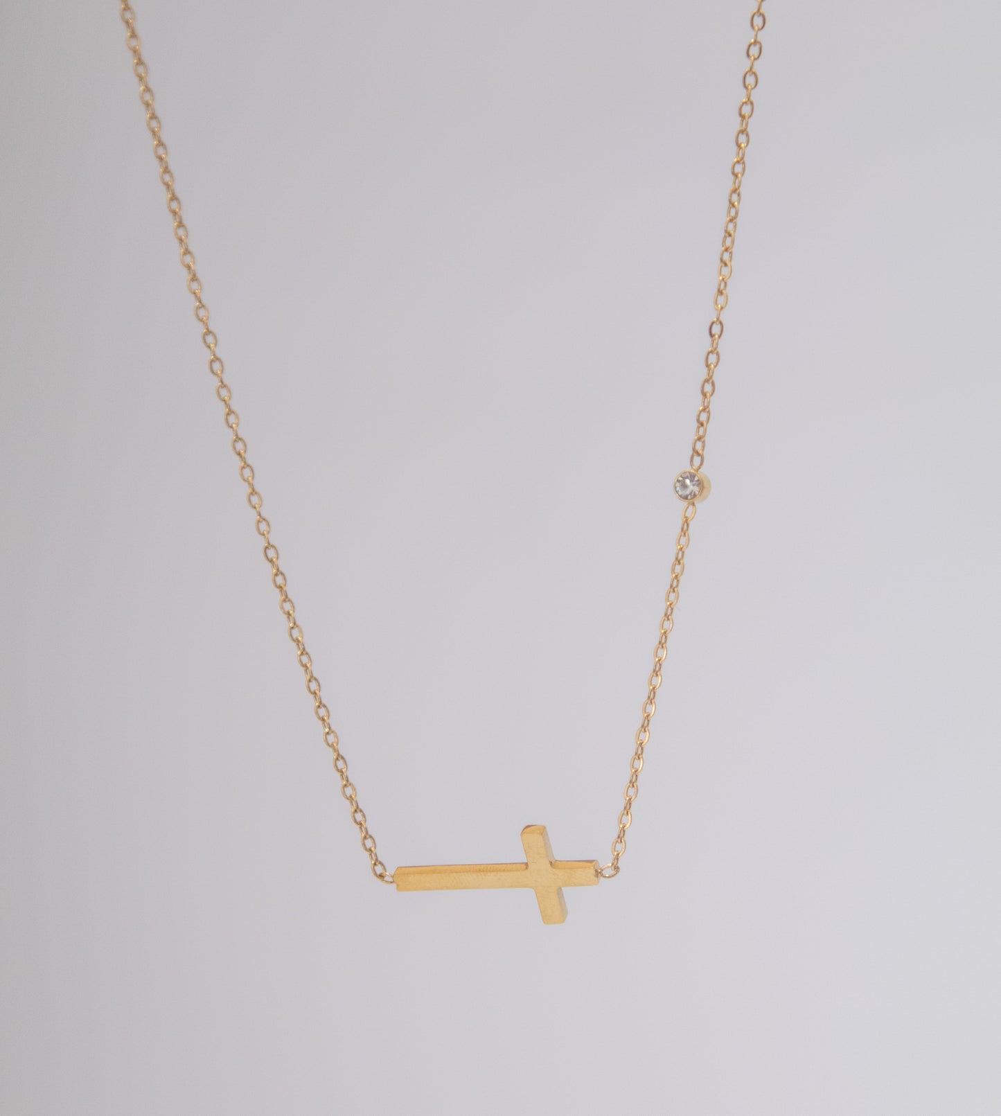 Gold Cross With Stone Necklace