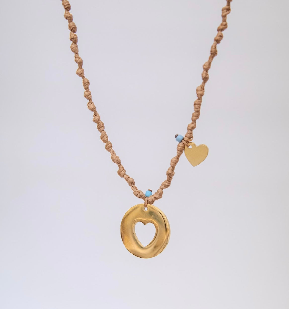 Cut Out Heart And Baby Heart On Cord Necklace