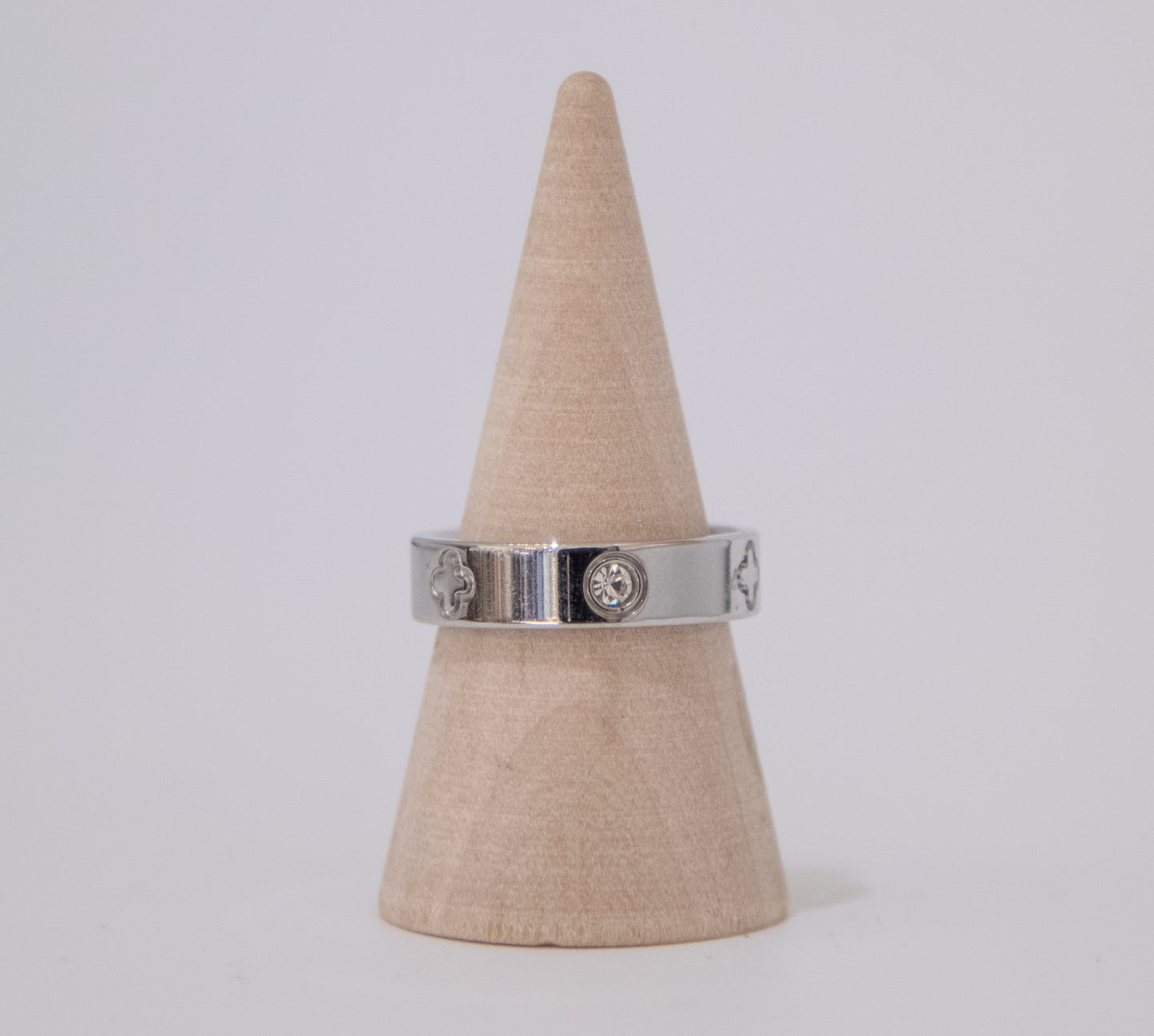 Ring with Stone and Four Leaf Clover