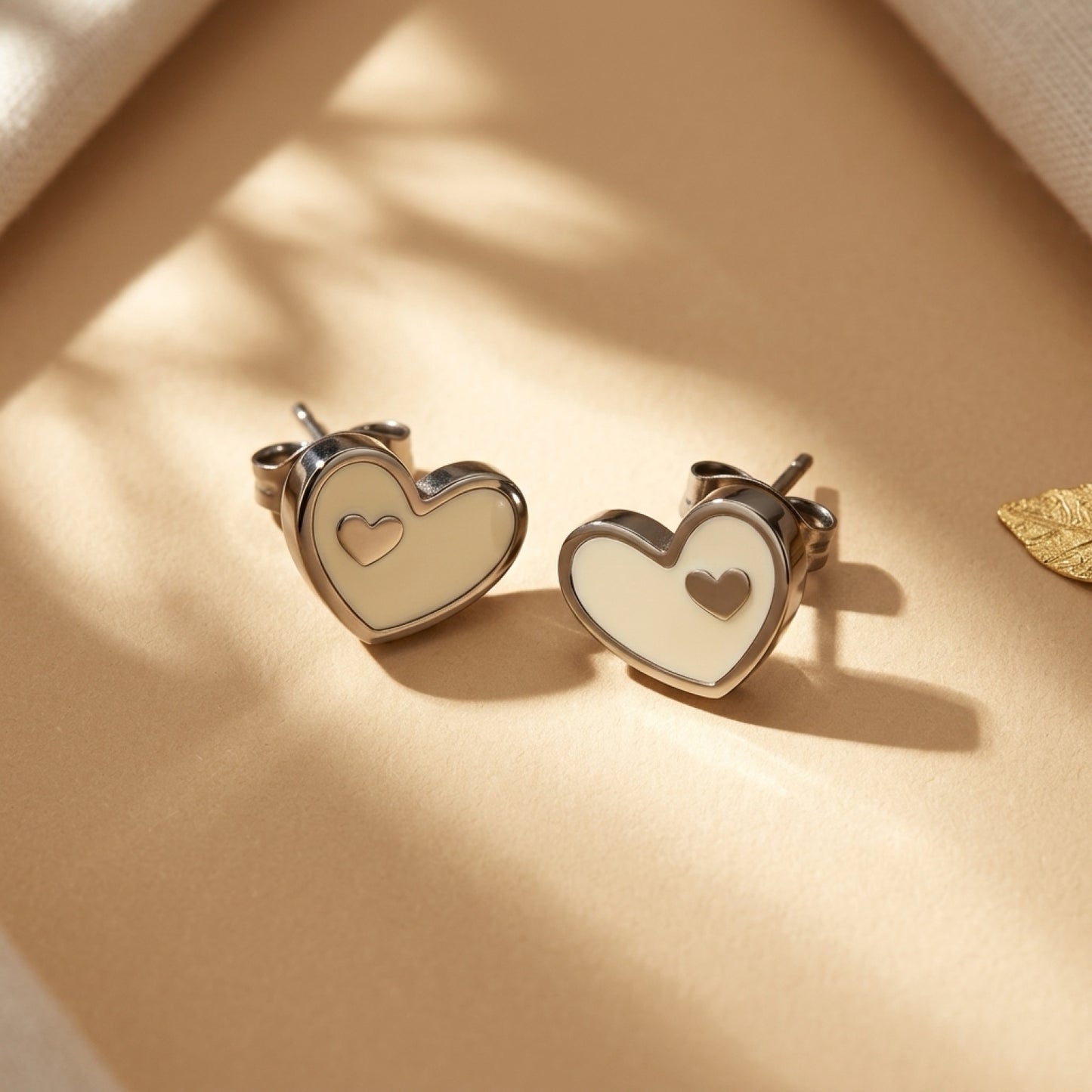 Silver Heart Studs