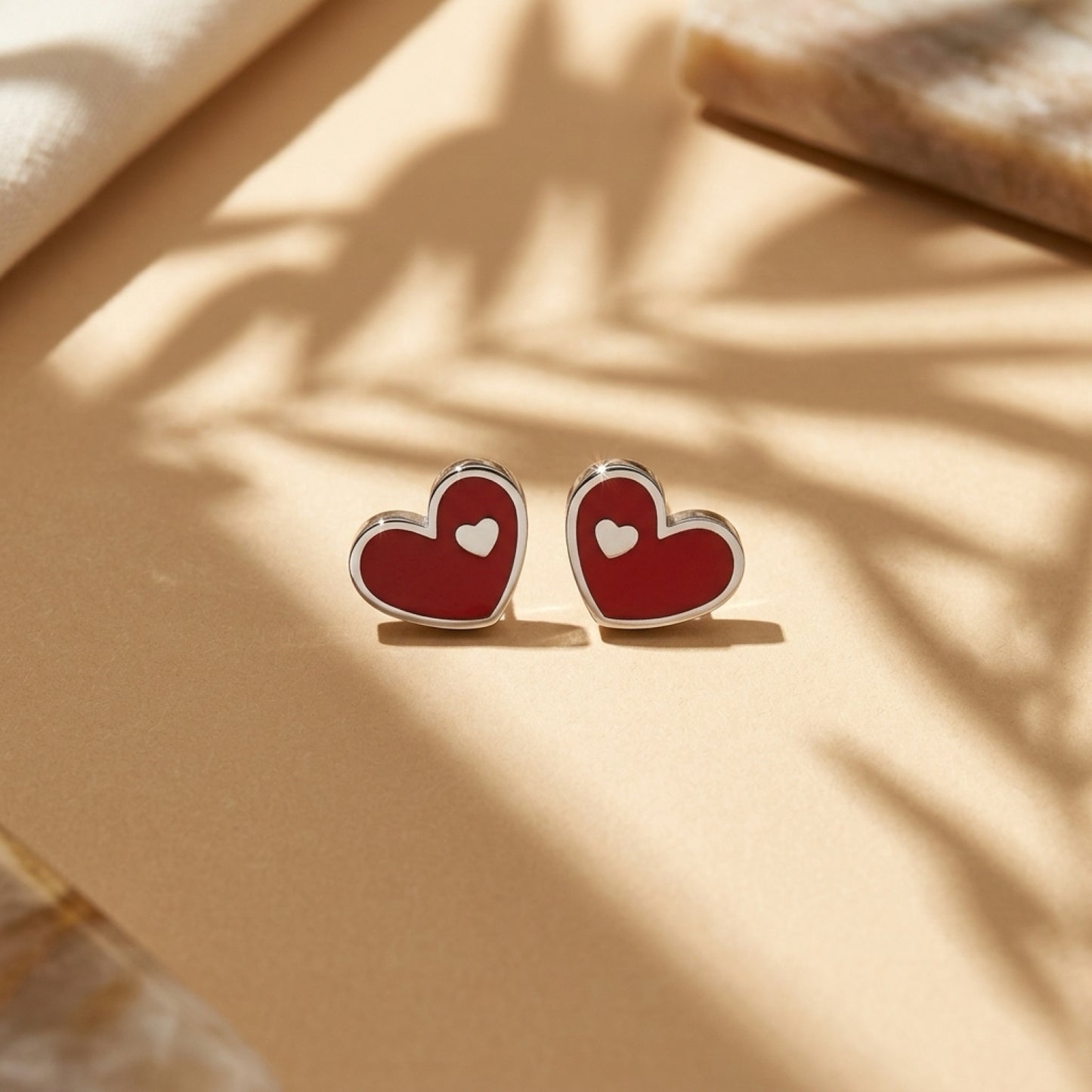 Silver Heart Studs