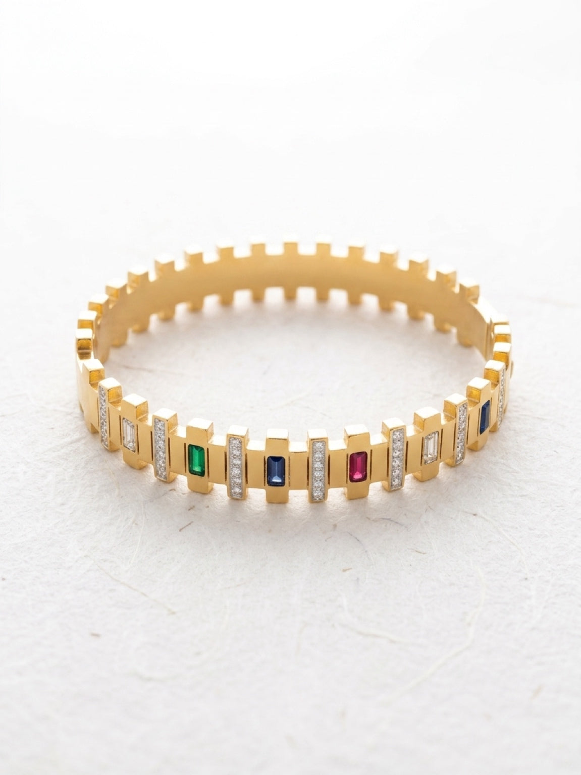 Gold and Coloured Stone Bangle