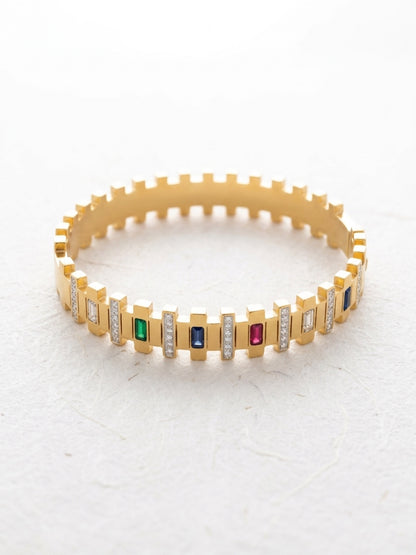 Gold and Coloured Stone Bangle