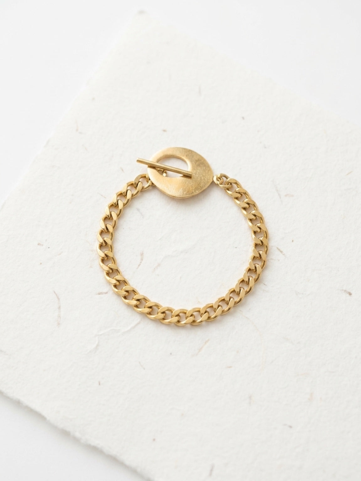Gold Curb Chain Toggle Bracelet