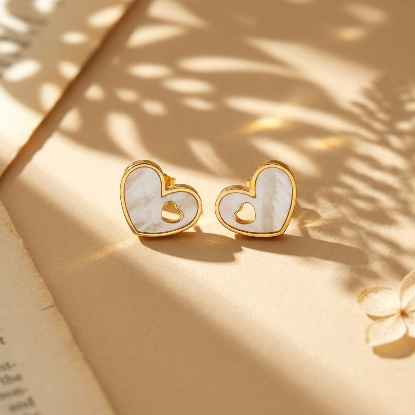 Gold Heart Studs