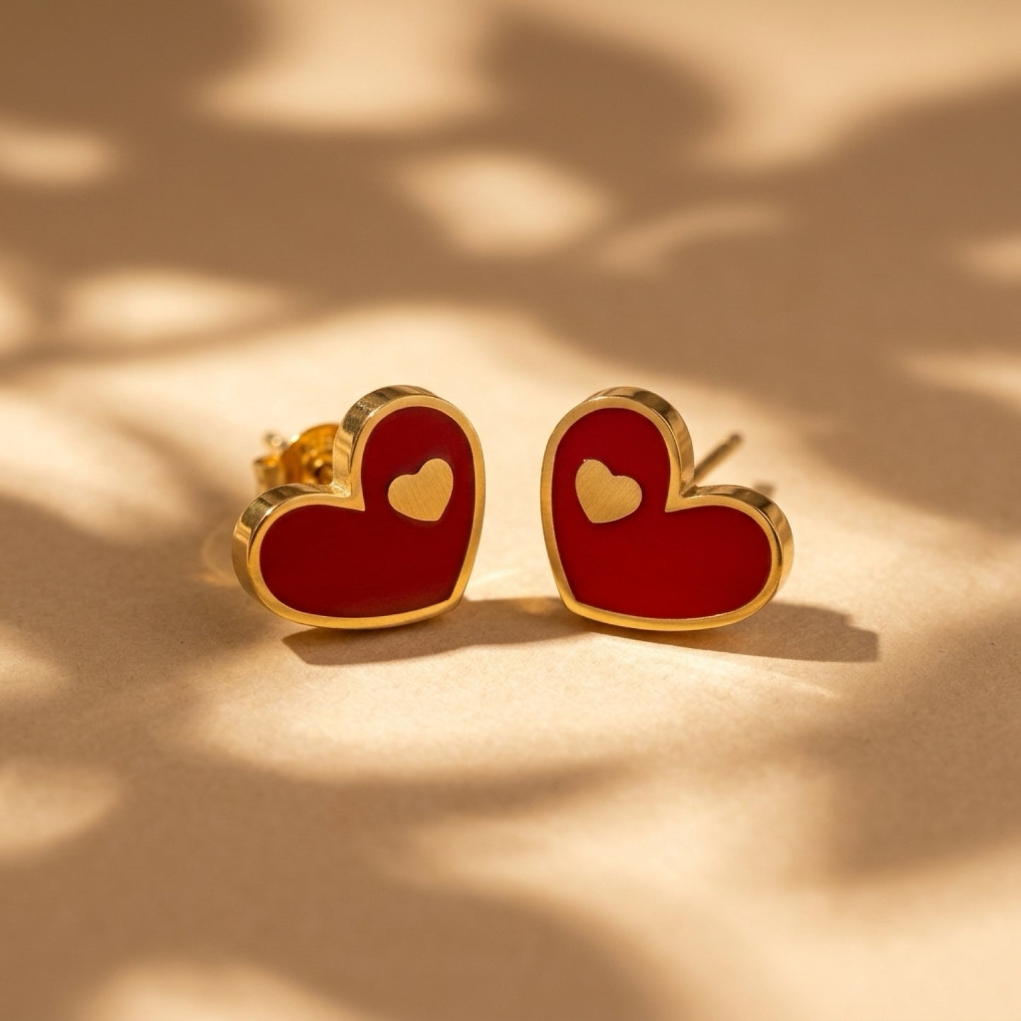 Gold Heart Studs