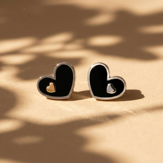 Silver Heart Studs