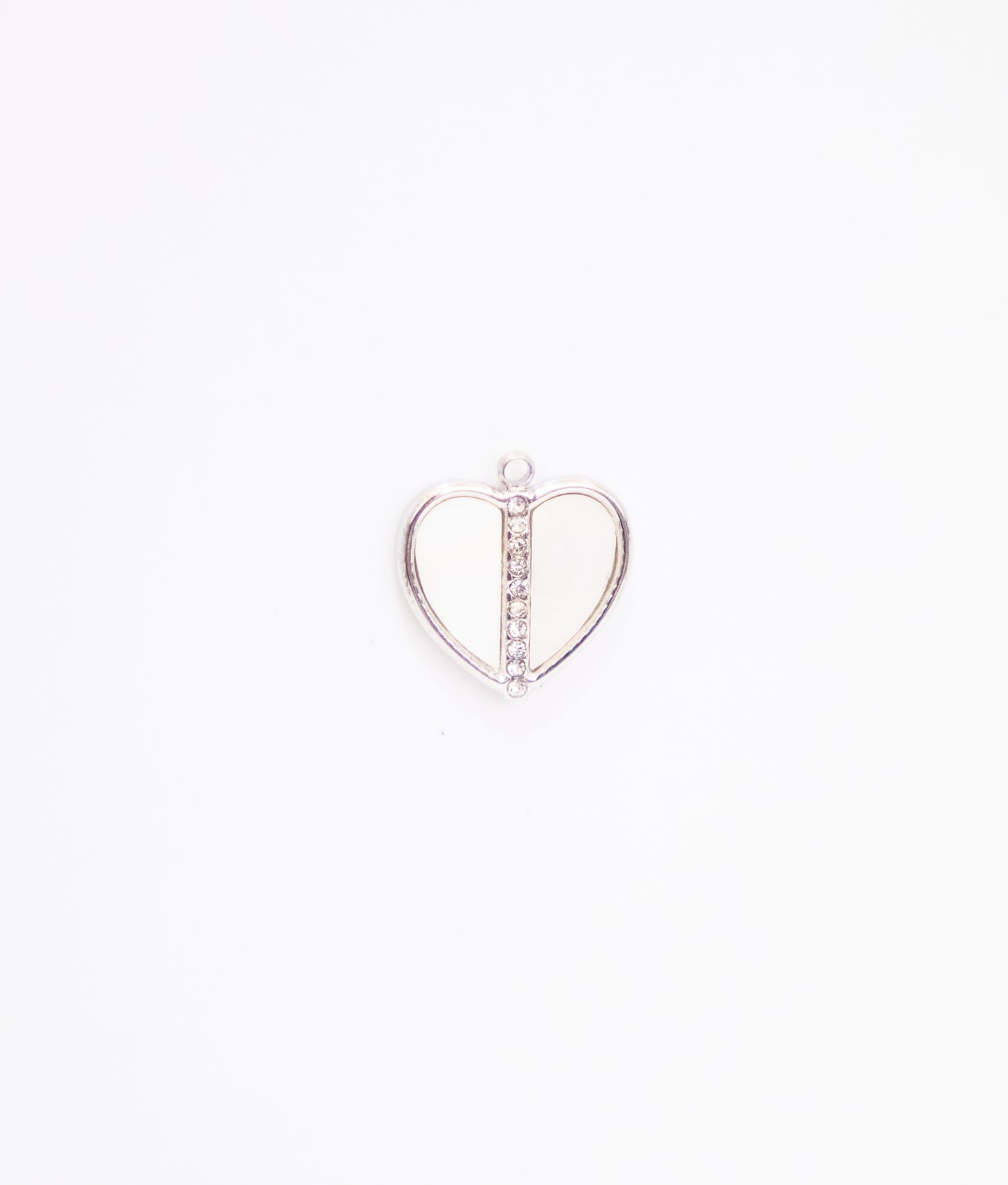 Silver and Pearly White Heart Charm