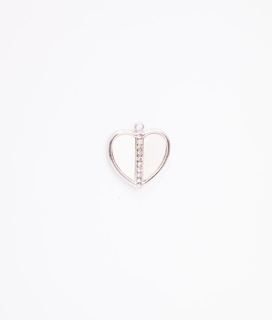 Silver and Pearly White Heart Charm