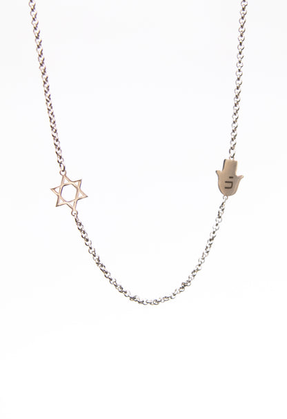 Chamsa with Chai and Magan David Necklace