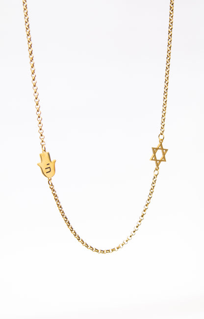 Chamsa with Chai and Magan David Necklace