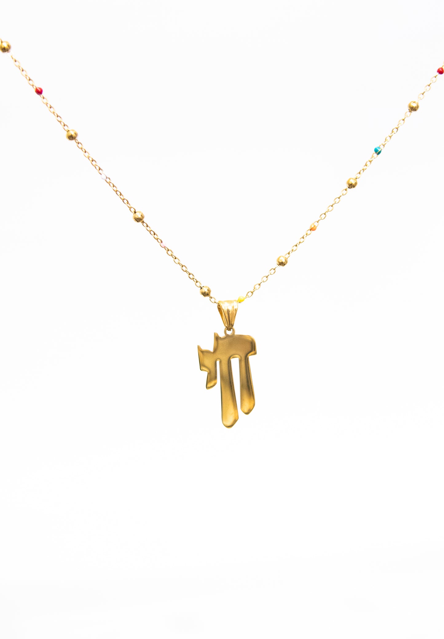 Big Chai on Coloured Bead Necklace