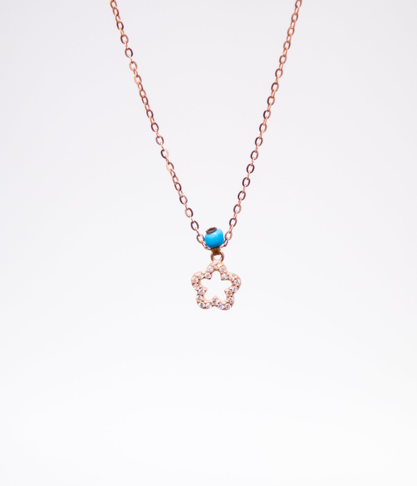 Sterling Silver Rose Gold Flower Necklace