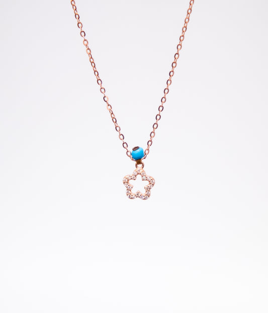 Sterling Silver Rose Gold Flower Necklace