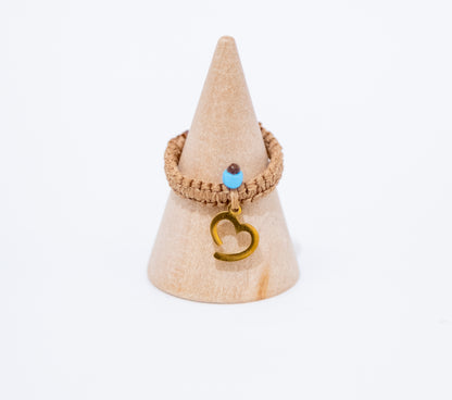 Cord Ring with Gold Heart